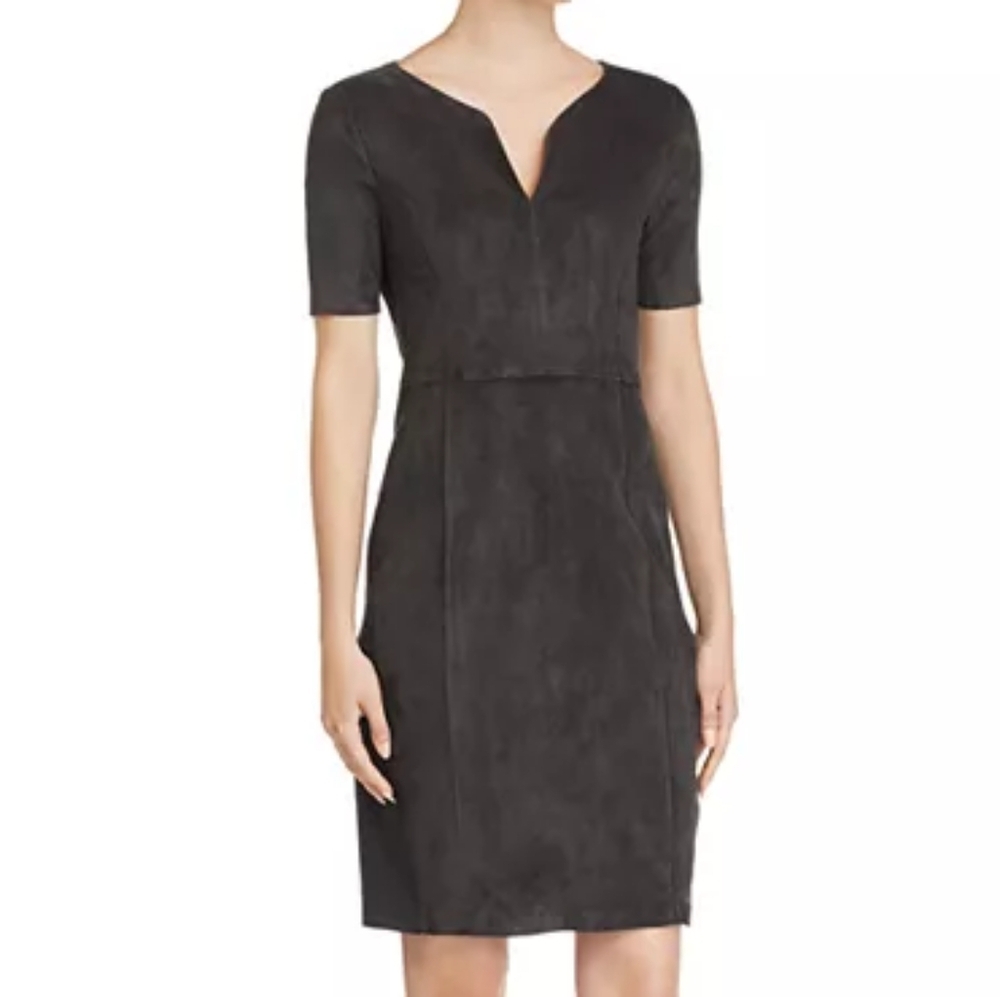 Elie Tahari Dark Gray Emily Lamb Suede Women's Sheath Career Dress | Size 16